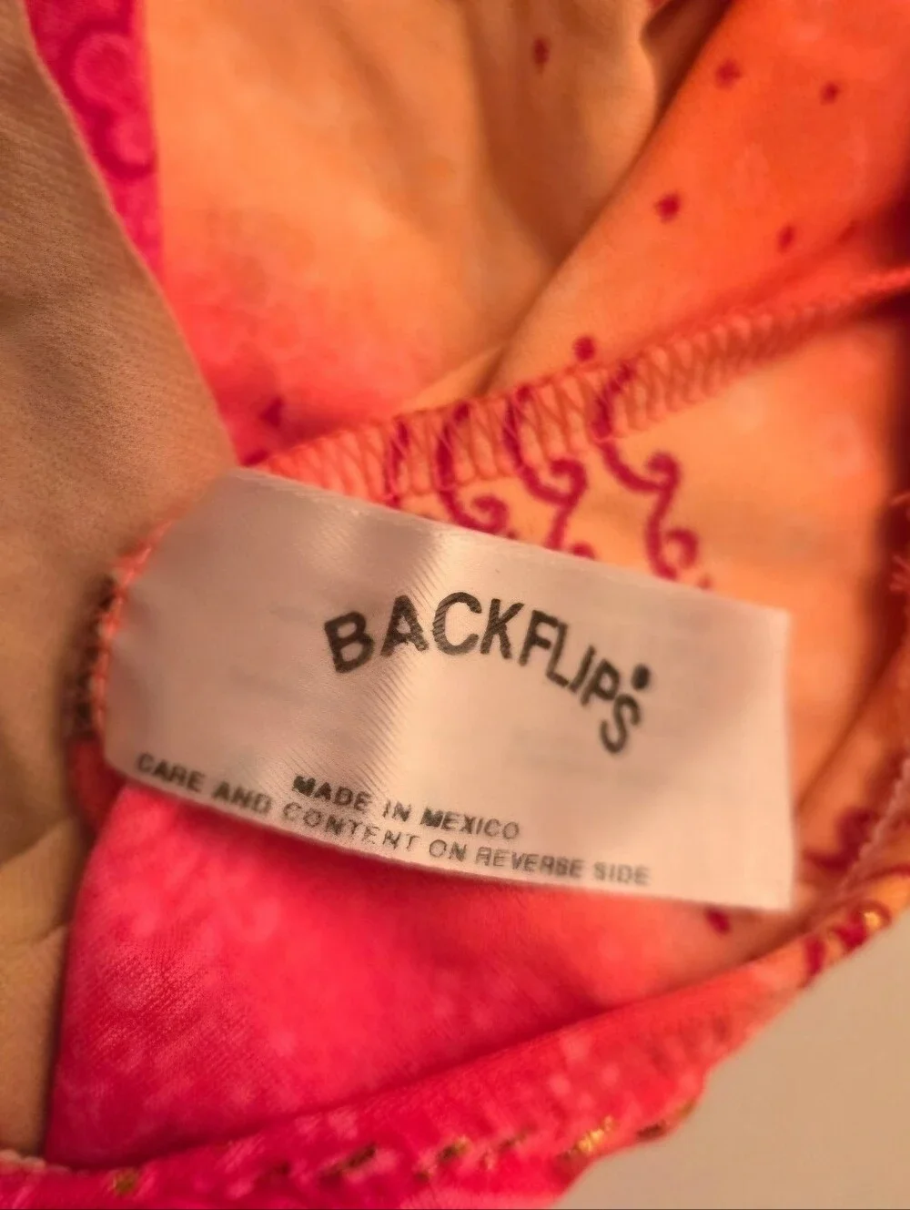 🧡 Bright Pink & Orange Shimmery One Piece Girls Swimsuit by Backflips (NWOT)